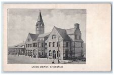 c1905's Union Depot Locomotive Station Clock Tower Cheyenne Wyoming WY Postcard picture