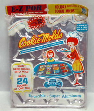 Vintage E-Z Por Super Aluminum Holiday Cookie Molds - Christmas Themed - Sealed picture