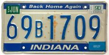 Indiana 1990 Back Home Again License Plate 69 B 1709 Ripley County YOM picture