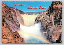 Greetings From Hoover Dam Arizona Vintage Unposted Postcard Rainbow picture