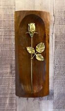 Stunnng Hard Wood Mounted Brass Rose From Sofia Bulgaria picture