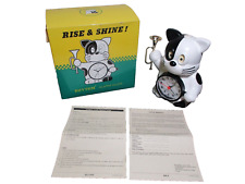 Rise & Shine Rhythm Talking Cat Alarm Clock Black White In Box With Papers picture