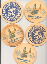 Vintage Lowenbrau German Beer - 5 Thick Double-Sided Cardboard Bar Mat Coasters picture