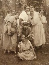 1900s Vintage Photo One Man and Six Beautiful Ladies Tsarism Antique Portrait picture