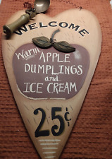 3D Welcome Warm Apple Dumplings and Ice Cream Wooden Heart Sign SW9/10 Country picture