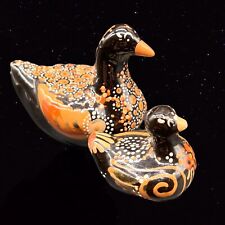Vintage Jebi Art Pottery Hen Rooster Lot 2 pics Folk Art Dotted 2.75”T 1.25”T picture