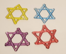 VINTAGE 1980'S ISRAELI GLASS JEWISH STAR OF DAVID LOT/4 MADE IN ISRAEL picture