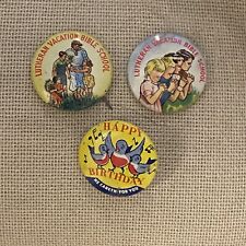 Vtg Lutheran Vacation Bible School Button Pin Concordia Lot 2 + Happy Birthday picture