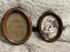 Wood tone Victorian style oval picture frames 5x5 And 5x3.5 antique look picture