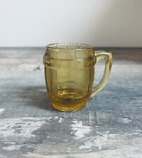 Vintage 1960’s Mini Amber Glass Barrel/Mug Toothpick Holder/Shot Glass picture