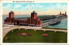 Municipal Pier, Chicago Ill.-c. 1928-WB Postcard                             627 picture