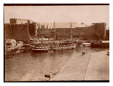 France, Brest, le château fort, vintage boats print citrate print 8x11  picture