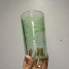 Vtg Rare Thick GREEN/BLUE/WHITE Swirl Murano Style Water GLASS 6.5