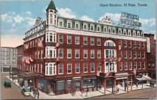 EL PASO, Texas Postcard HOTEL SHELDON Building / Street View / Curteich c1910s picture