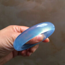 60mm Natural Blue Aquamarine Crystal Gemstone Bangle Bracelet Handmade picture