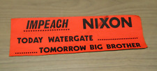 Vintage 1970s Impeach Richard Nixon Florescent Orange Bumper Sticker, Not used picture
