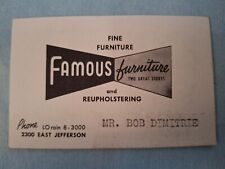 Vintage Business Card Famous Furniture 2L 5N Telephone Number Mr. Bob Dimitrie picture