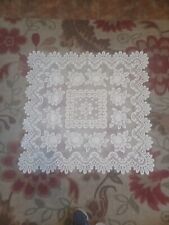 Heritage Lace Rose Table Topper Cloth Square Vintage Ivory Scalloped Edges Ecru  picture