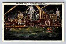 Detroit MI-Michigan, Water Front By Illumination, Antique, Vintage Postcard picture