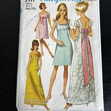 Vintage 1960s Simplicity 7117 Cottagecore Party Dress Sewing Pattern 9 XXS CUT picture