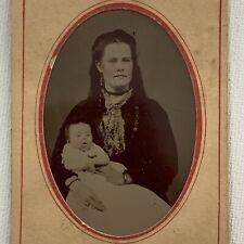 Antique Tintype Photograph Beautiful Woman Mother Baby Child Post Mortem? picture