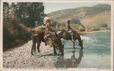 Apaches Halting for Water at Rio Navaho,NM Fred Harvey Native American Postcard picture