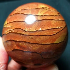 TOP 381G 65MM Natural Polished Wood grain stone Crystal Sphere Ball Healing A736 picture