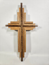 Rugged Wooden Oak Cross Wall Hanging USA Homemade picture