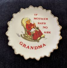 Vintage Ask Grandma 7” Wall Plate Made In Korea Porcelain Gold Trim 1950's. Cute picture