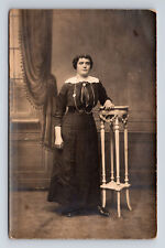 European Dutch? Portrait of Woman in Dress Real Photo Postcard picture