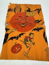 Vintage Orig. HALLOWEEN Crepe Paper Panel 15x20 Boy Jumping Over Candlestick picture