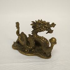 Vintage Gold Tone Brass Metal Non Magnetic Chinese Japanese Dragon Figure 4