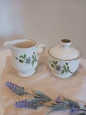 Vintage Sangostone Sugar Bowl & Creamer Set Apple Blossom Pattern picture