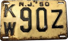 1950 New Jersey License Plate, Tag # KW 90Z, Patina, MCM picture