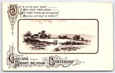 1913 Glad And Bright Be Your Birthday Mountain Landscaped Posted Postcard picture