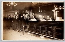 Blue Grass Bar? Billings MT? Men Bartender Saloon Interior Antique RPPC Postcard picture