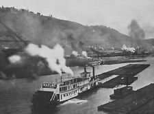 Steam Coal Barge, Pittsburgh, PA 1908 Ohio River- New Reproduction of Old Photo picture