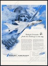 1958 US Navy Crusader plane dramatic art Chance Vought F8U-1 vintage print ad picture