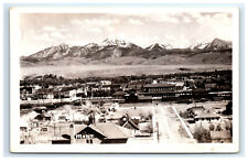Postcard Livingston, Montana MT RR train depot mountains c1926-1940 RPPC H17 picture