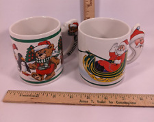 2 Vintage The Love Mug Christmas Coffee/Tea/Hot Cocoa Santa Fun Winter Theme picture
