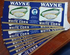 40+ Vintage Wayne Brand Whole Kernel White Corn Can Labels ~Edgett-Burnham Co NY picture