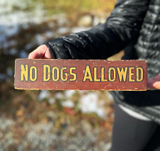 Antique Victorian No Dogs Allowed Hand Painted Wood Countertop Advertising Sign picture