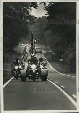 1989 Press Photo Bikers Ride Motorcycles on State Street in Auburn for Protest picture