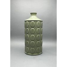 Vintage West Elm Olive Green Ceramic Vase With Interlocking Ovals Motif picture