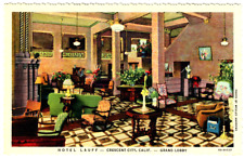 Vintage Curt Teich Postcard Hotel Lauff Grand Lobby Crescent City CA Unposted picture
