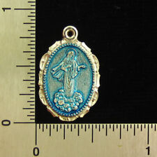 Vintage Virgin Mary Medal Holy Catholic Light in Weight Petite Medal Small Size picture