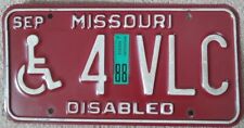 1988 Missouri Handicapped License Plate 4 VLC - DISABLED picture