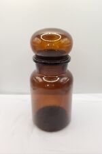 Vintage Apothecary Amber Brown Glass Jar with Bubble Lid Made in Belgium 8.5