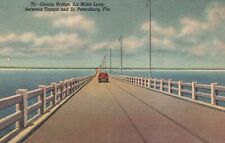 Vintage Postcard 1930's Gandy Bridge Bet. Tampa and St. Petersburg Florida FL picture