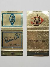 Vintage The Petroleum Club & The Fort Worth Club Texas Matchbook Cover Lot of 2 picture